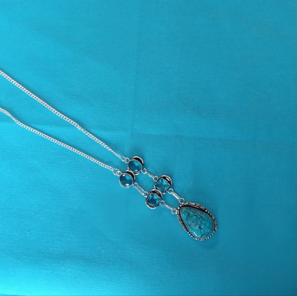 Turquoise Blue Topaz 925 Silver Plated Necklace - Picture 7 of 7